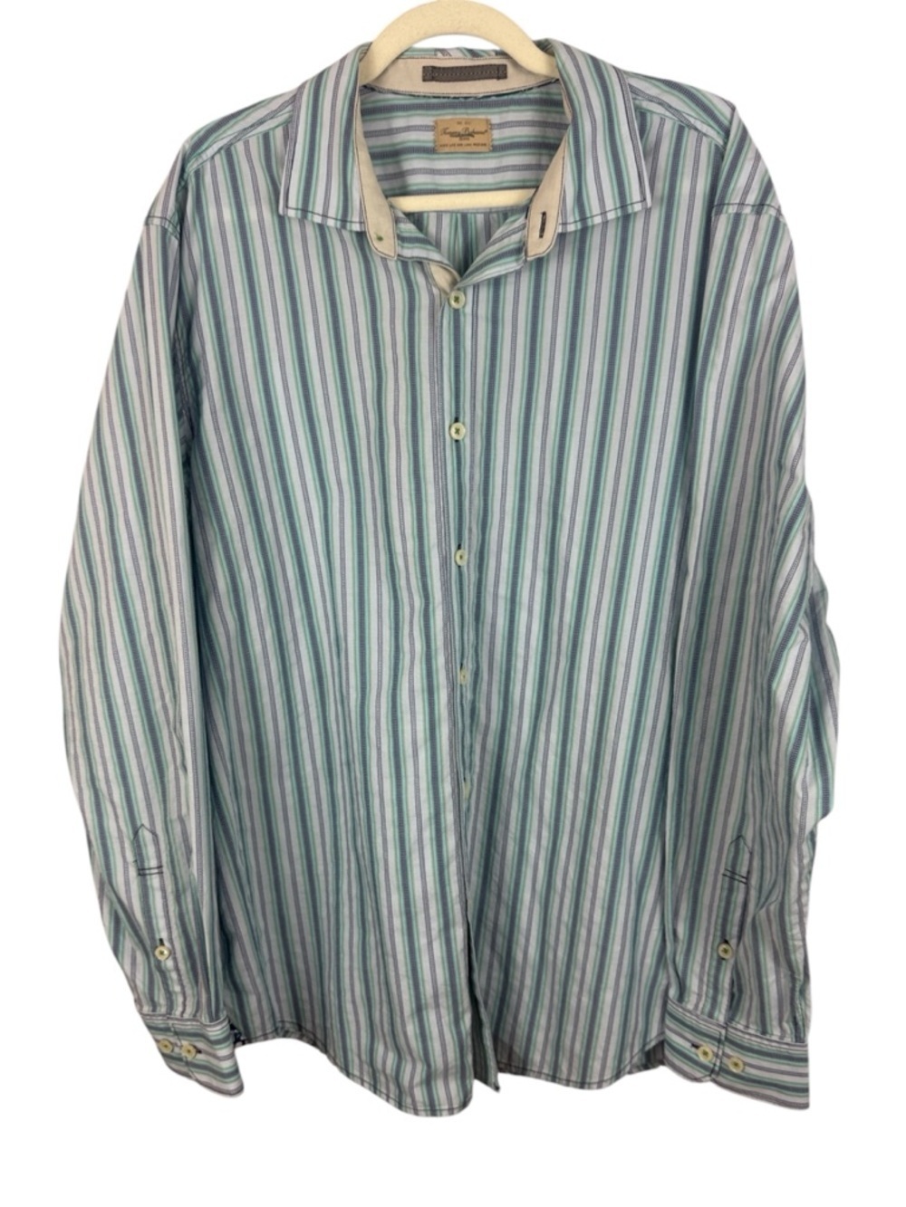 Tommy Bahama Jeans Cotton Men’s XL Striped Button Down Shirt - Blue & Teal